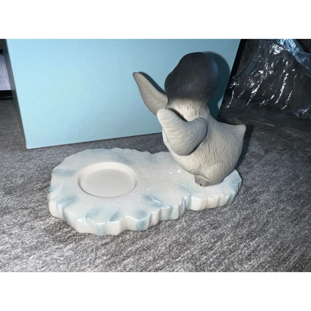 PartyLite Polar Pals Snowball Votive Holder P90304 Penguin Winter Decor Grey‎